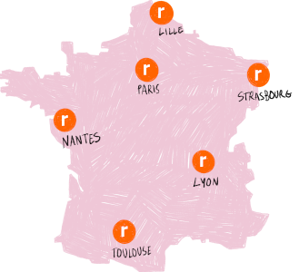 Carte de la France avec les emplacements de Recyclivre
