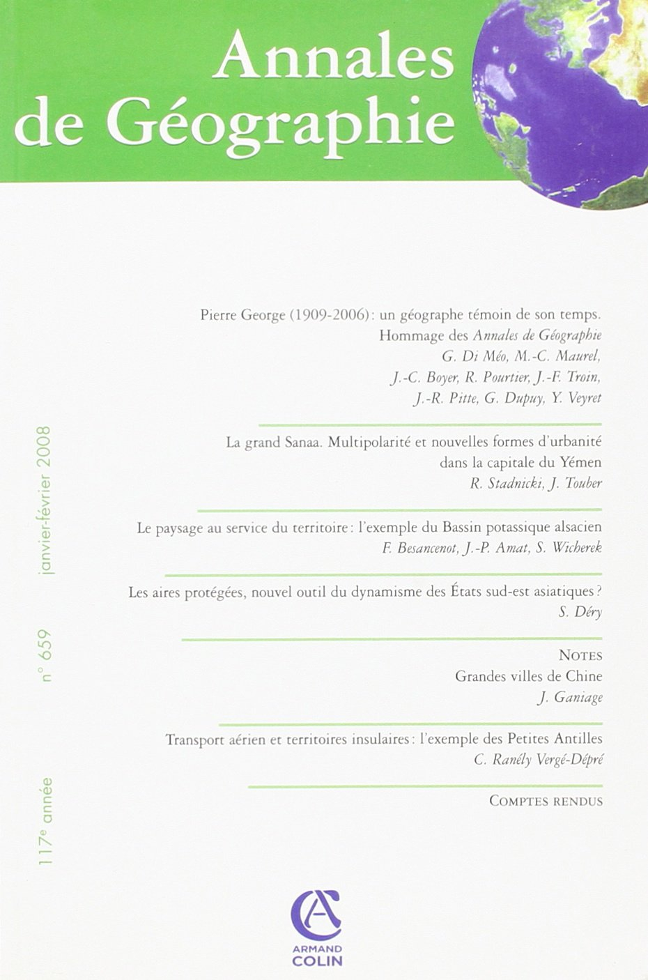 Annales de Géographie n° 659 (1/2008)