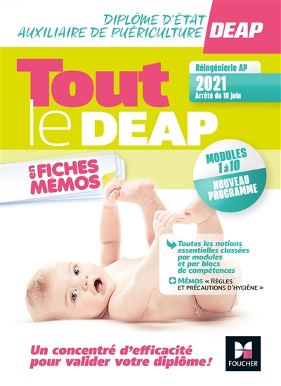 Tout le DEAP en fiches mémos : diplôme d'Etat auxiliaire de puériculture, modules 1 à 10, nouveau pr