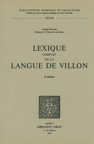 lexique complet de la langue de villon