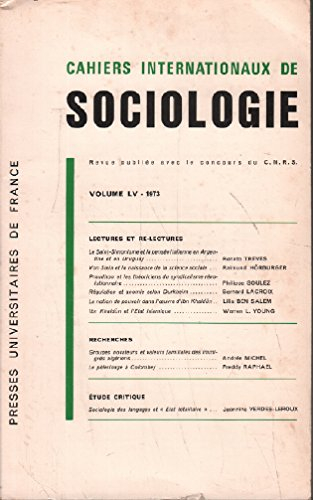 cahiers internationaux de sociologie volume n , lv