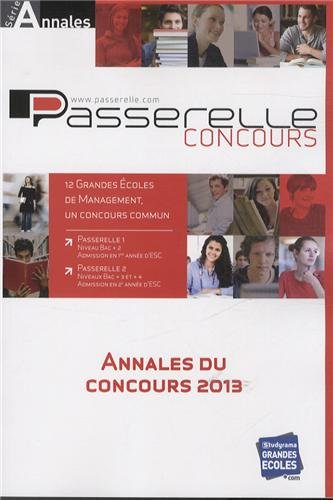 Annales Passerelle ESC, concours 2013 : sujets et corrigés officiels