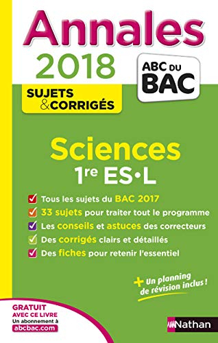Sciences 1re ES, L : annales 2018