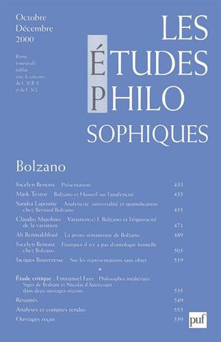 Etudes philosophiques (Les), n° 4 (2000). Bolzano