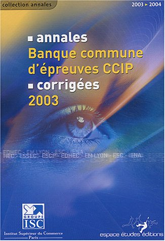Annales 2003 de la banque commune d'épreuve