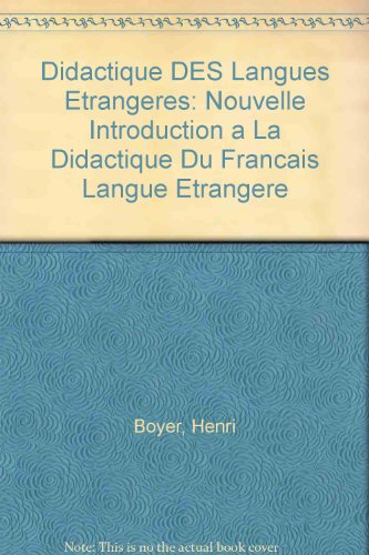 Nouvelle introduction à la didactique du français langue étrangère