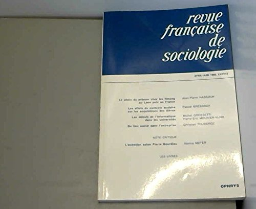 revue française de sociologie : avril-juin 1995