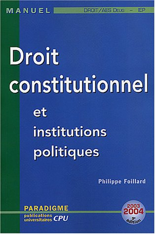 droit constitutionnel et institutions politiques : deug droit/aes
