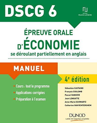 DSCG 6, épreuve orale d'économie se déroulant partiellement en anglais : manuel, corrigés inclus