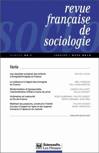 Revue française de sociologie, n° 54-1