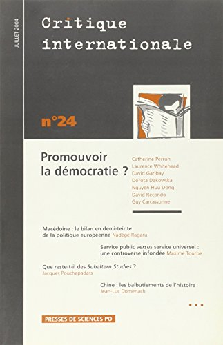 Critique internationale, n° 24. Promouvoir la démocratie ?