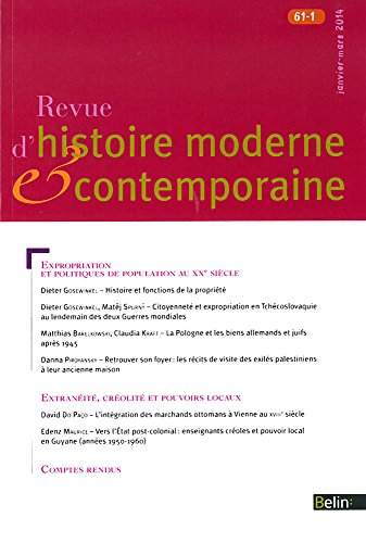 Revue d'histoire moderne et contemporaine, n° 61-1