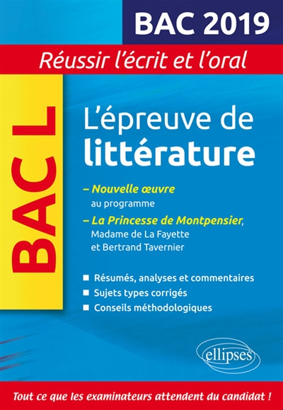 L'épreuve de littérature, bac L 2019 : Hernani, Victor Hugo ; La princesse de Montpensier, Madame de