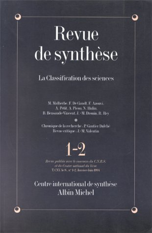 Revue de synthèse, n° 1-2 (1994). La classification des sciences