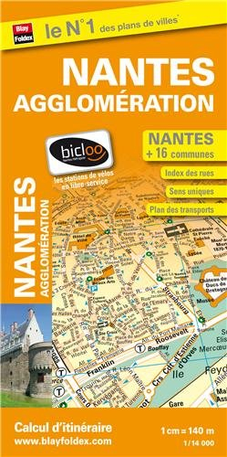 Plan de la ville de Nantes et de son agglomération (inclus : Fougères, Vitré, Redon) - Echelle : 1/1