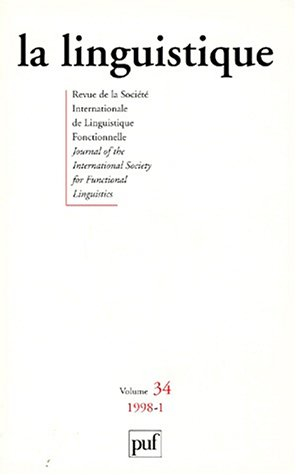 linguistique, 1998, numéro 1, volume 34
