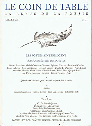 Le coin de table, la revue de la poésie n°31, juillet 2007