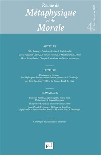 Revue de métaphysique et de morale, n° 4 (2023)