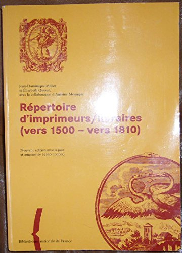 Répertoire d'imprimeurs-libraires (vers 1500-vers 1810)