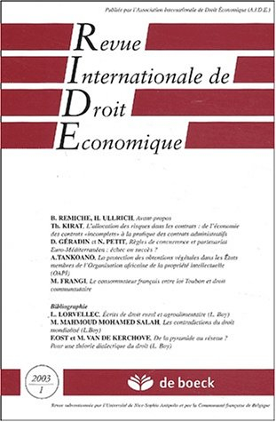 Revue internationale de droit économique, n° 1 (2003)