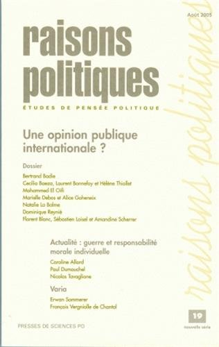 Raisons politiques, n° 19. Une opinion publique internationale ?