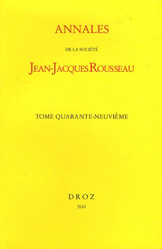 Annales de la Société Jean-Jacques Rousseau, n° 49