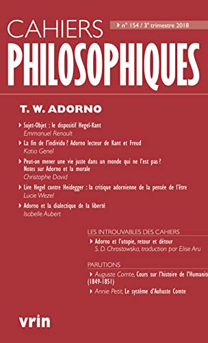 Theodor W. Adorno (Cahiers Philosophiques, N. 154 3/2018)