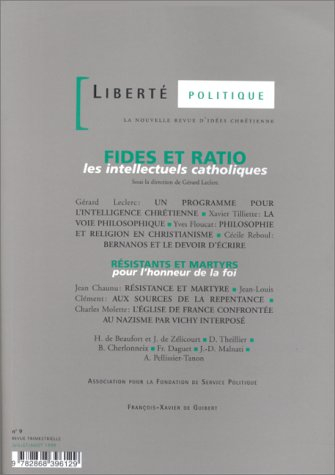 Liberté politique, n° 9. Fides et ratio : les intellectuels catholiques