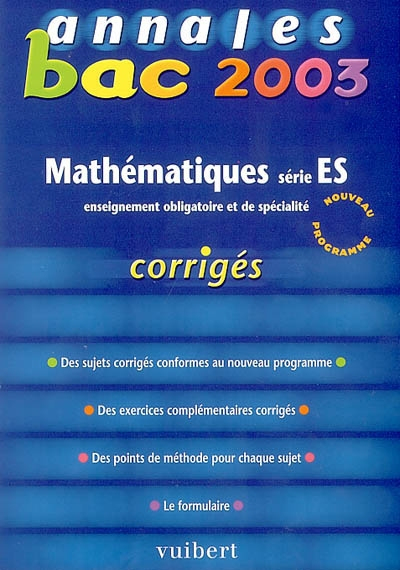 Mathématiques série ES, enseignement obligatoire et de spécialité