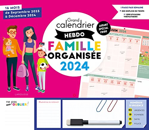 Le grand calendrier hebdomadaire de la famille organisée 2024