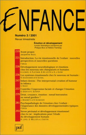 Enfance, n° 3 (2001). Emotion et développement