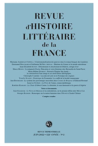 Revue d'Histoire littéraire de la France (2 - 2022, 122e année, n° 2)