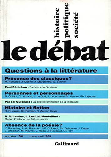"le débat, numéro 54, mars 1989