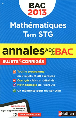 Mathématiques, terminale STG : bac 2013