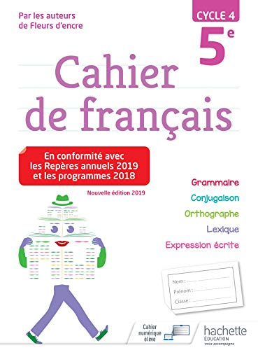 Cahier de français 5e, cycle 4