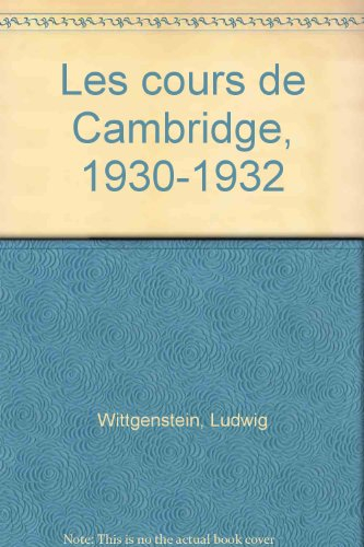 Les Cours de Cambridge : 1930-1932