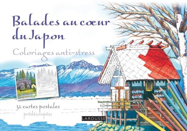 Balades au coeur du Japon : coloriages anti-stress : 32 cartes postales prédécoupées