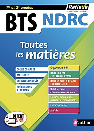BTS NDRC, négociation et digitalisation de la relation client, 1re-2e années : toutes les matières