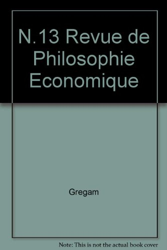 N.13 Revue de Philosophie Economique