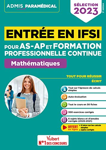 Entrée en IFSI pour AS-AP et formation professionnelle continue : mathématiques : sélection 2023