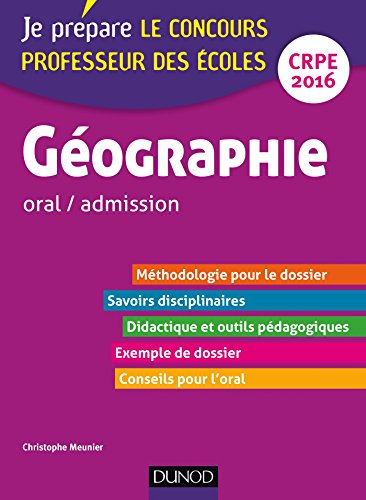 Géographie : oral-admission : concours professeur des écoles, CRPE 2016