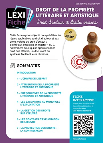 Droit de la propriété littéraire et artistique : droit d'auteur et droits voisins
