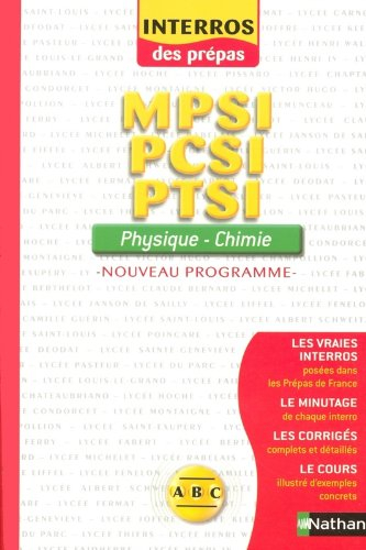 Physique, chimie MPSI-PCSI-PTSI