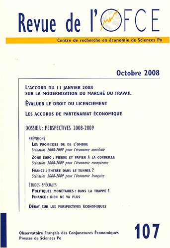 Revue de l'OFCE, n° 107. Perspectives 2008-2009