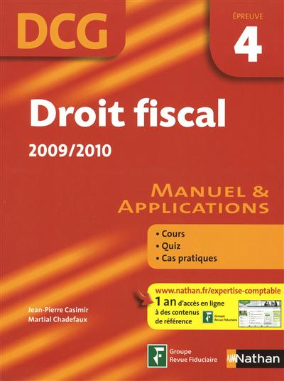 Droit fiscal, DCG, épreuve 4 : 2009-2010