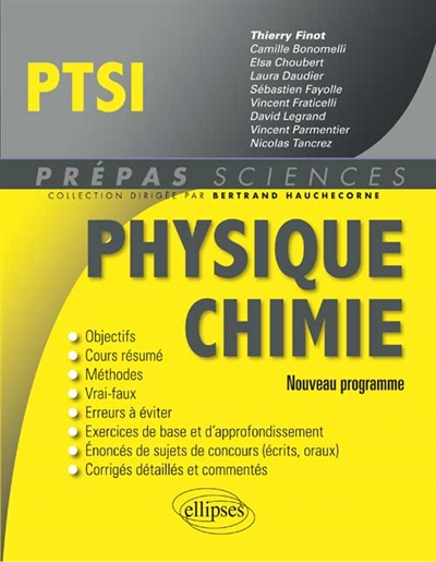 Physique chimie PTSI : nouveau programme