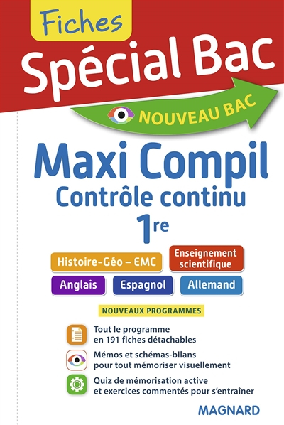Maxi compil contrôle continu 1re : histoire géo EMC, enseignement scientifique, anglais, espagnol, a