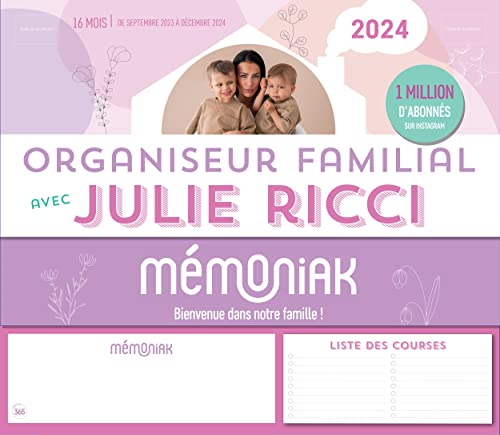 Organiseur Mémoniak avec Julie Ricci : calendrier mensuel, de septembre 2023 à décembre 2024