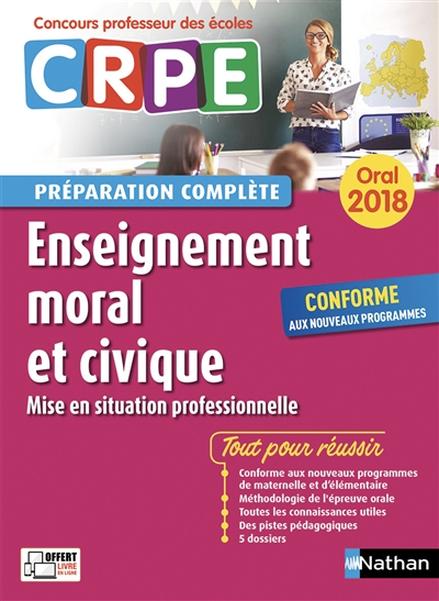 Enseignement moral et civique, mise en situation professionnelle : oral 2018 CRPE, concours professe