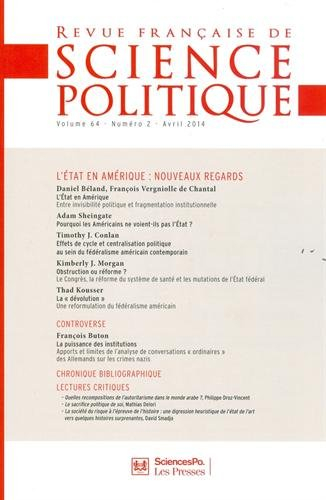 revue française de science politique, volume 64 n, 2, avril 2014 : l'etat en amérique : nouveaux reg